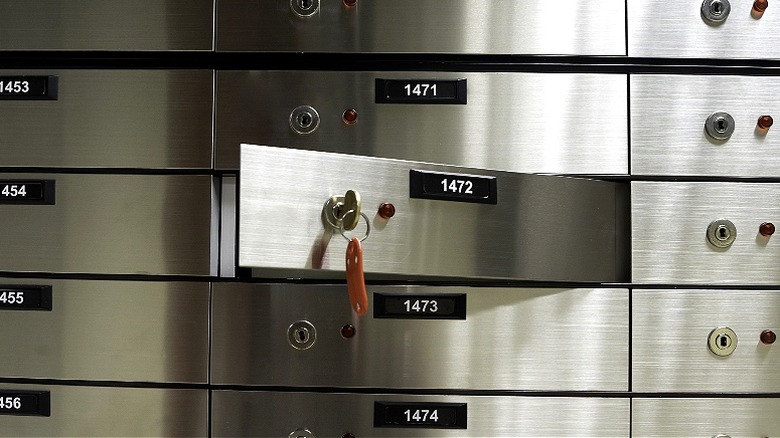 Row of safety deposit boxes