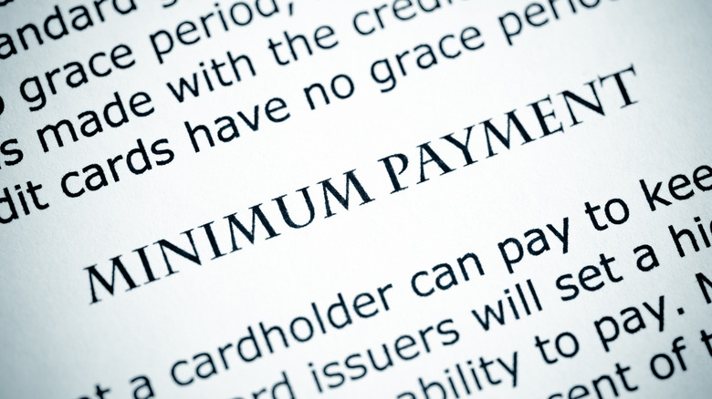 Minimum payment in terms and conditions