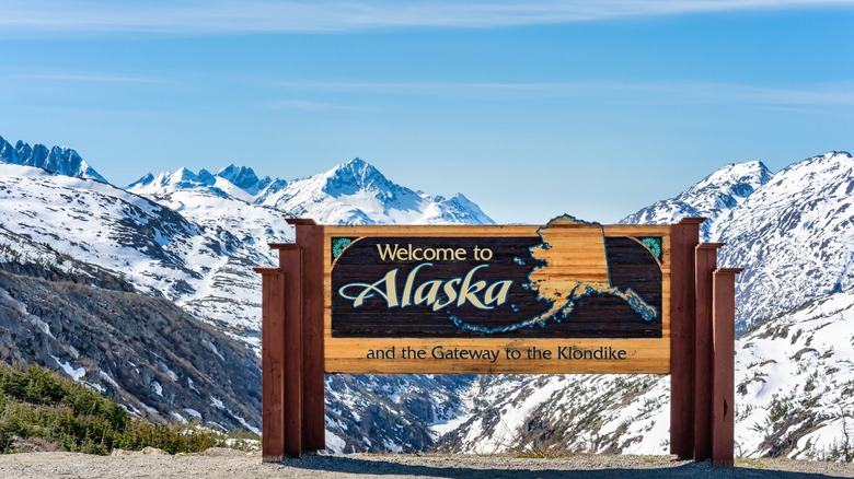A welcome to Alaska sign