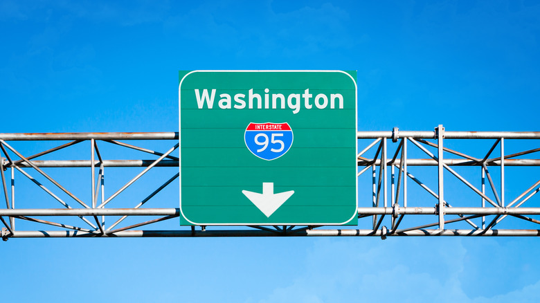 A highway interstate sign