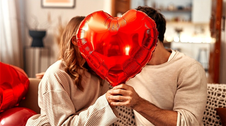 Valentine Day couple with balloon