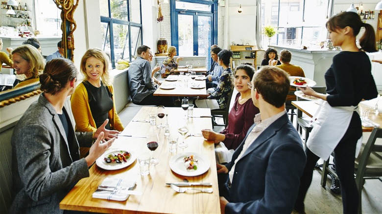 Busy restaurant during lunch hour