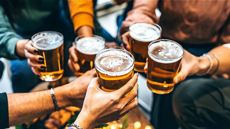 Group of friends toasting drinks