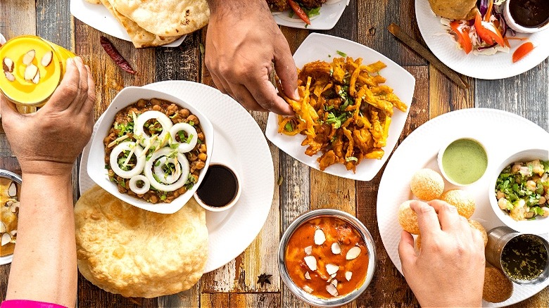 Table full of appetizers