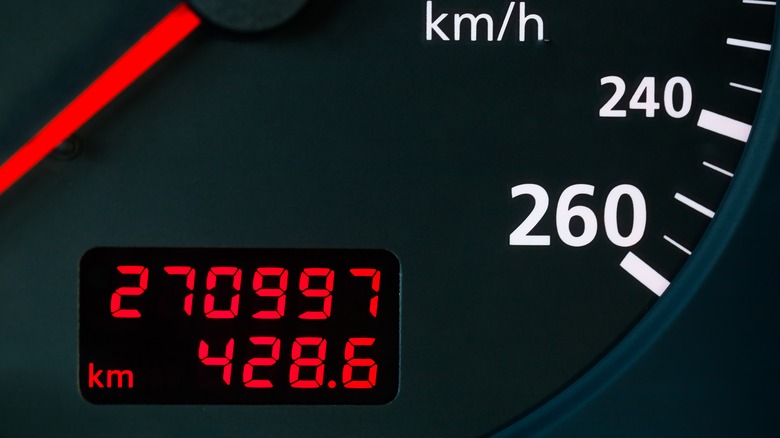 Close up of an odometer