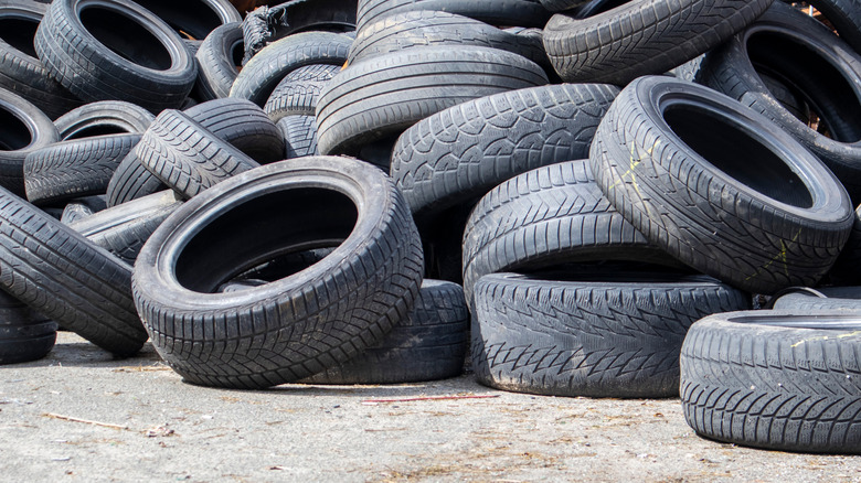 a pile of car tires