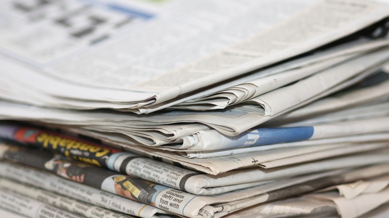 a stack of newspapers