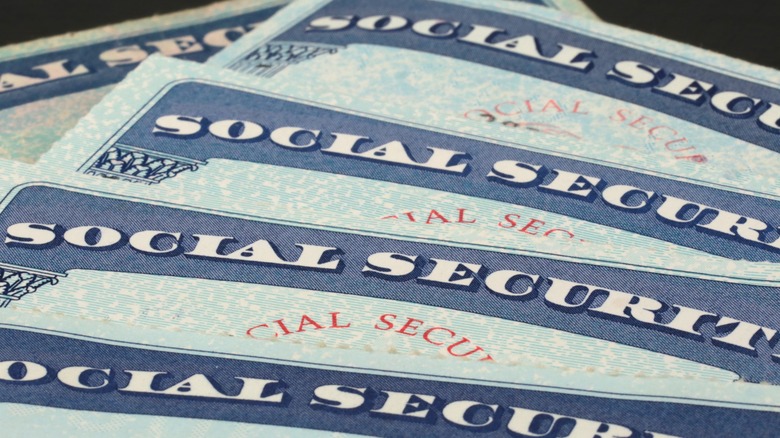 closeup of social security cards