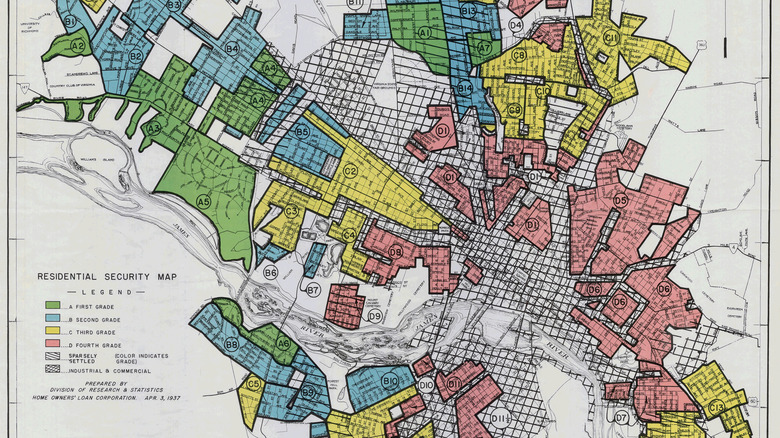 a map showcasing 'redlining' practices