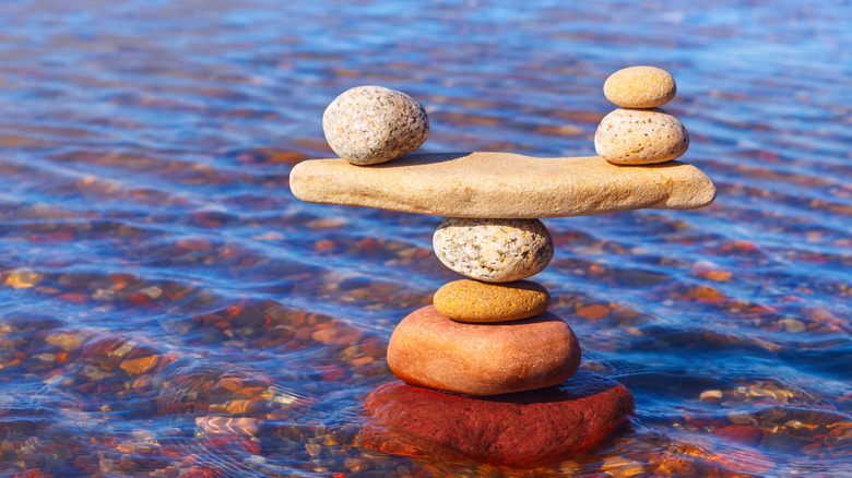 stones balancing on the water