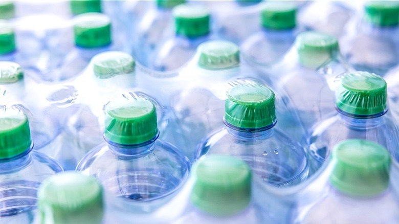 Water bottles up close