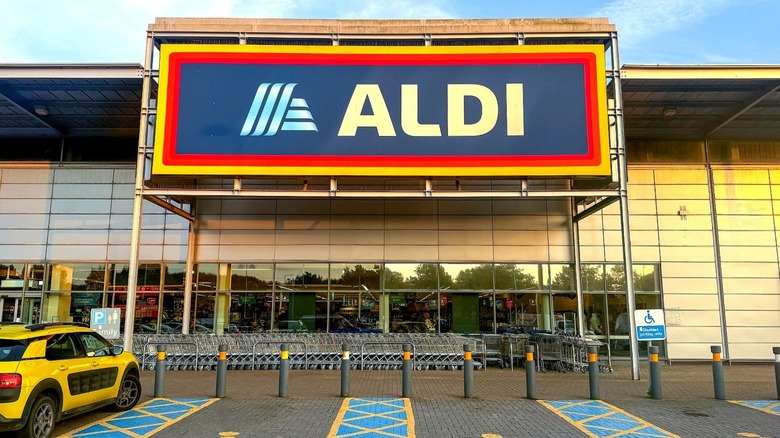 The exterior of an Aldi store