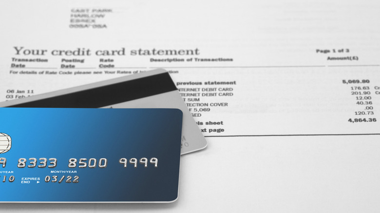 High balance credit card statement