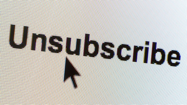 Close-up of an unsubscribe button