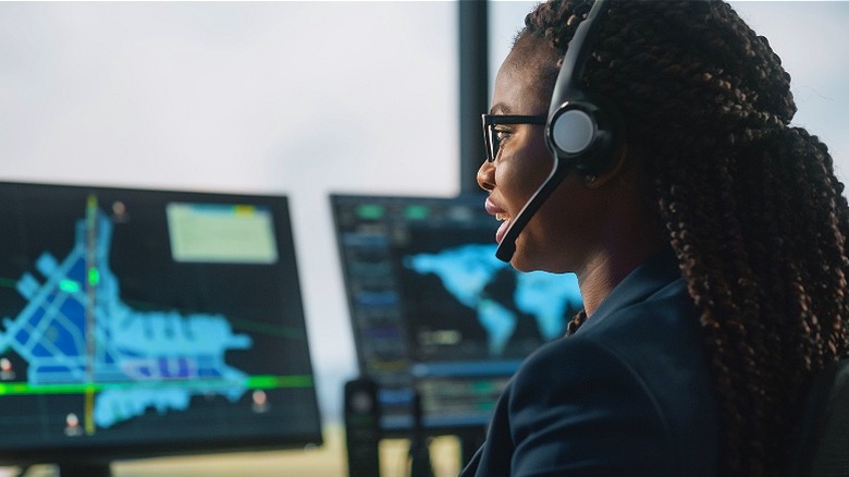 Air traffic controller in tower