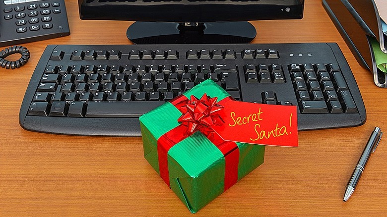 secret Santa gift on desk