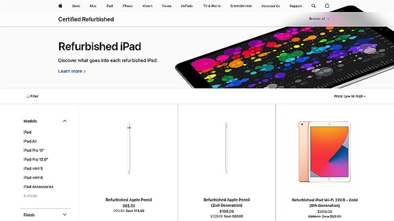 Apple Certified Refurbished iPad page