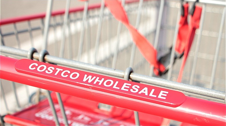 Close-up on Costco cart handle