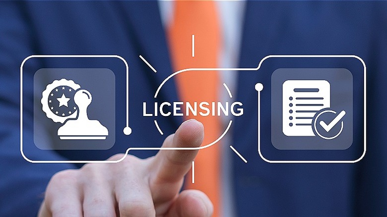 Finger pointing to LICENSING graphic