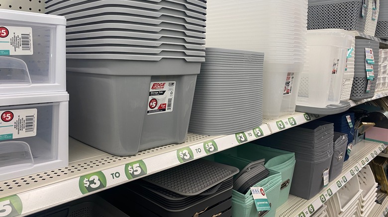 Shelves at a dollar tree showcasing $3 to $5 items