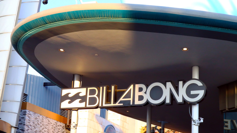 A Billabong sign above a storefront