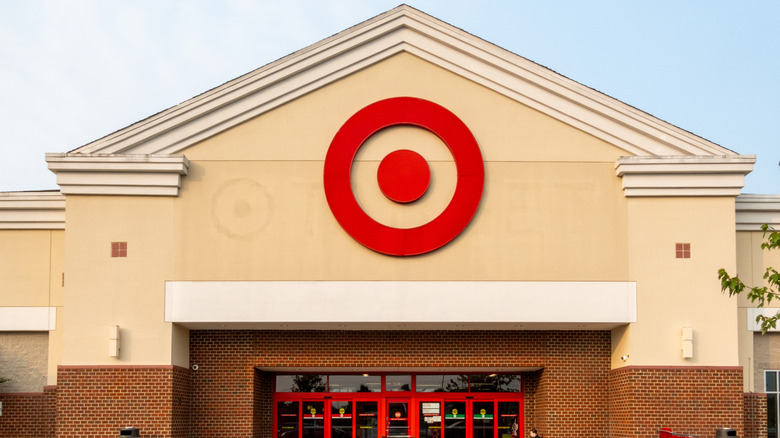 The peaked storefront of a very bridal-looking Target storefront.