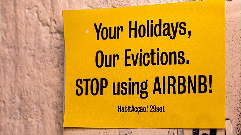 Sticker protesting Airbnb