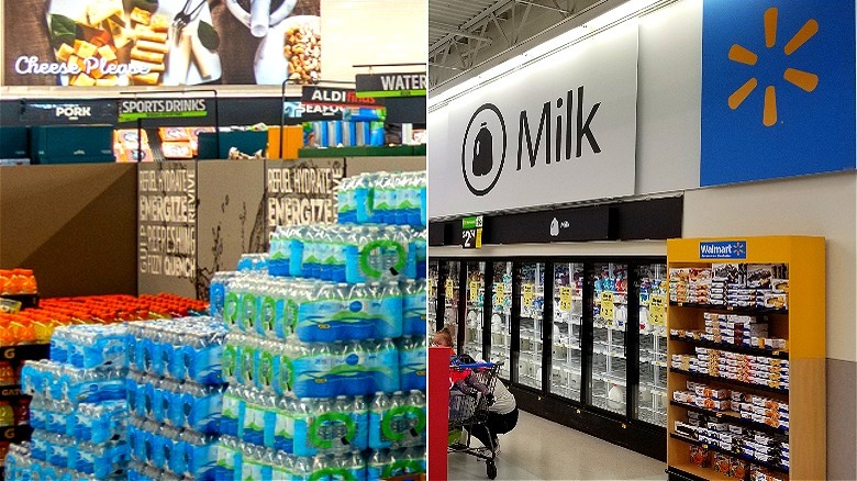 Aldi water, Walmart milk sections