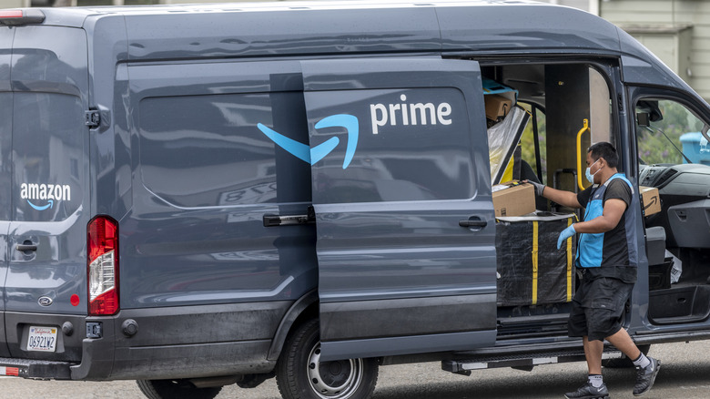 Amazon Prime delivery van and driver