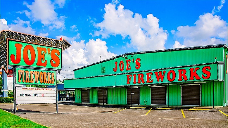 Parking lot outside "Joe's Fireworks"