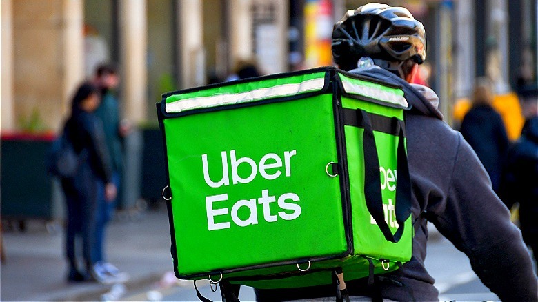 Uber Eats bicycle delivery person