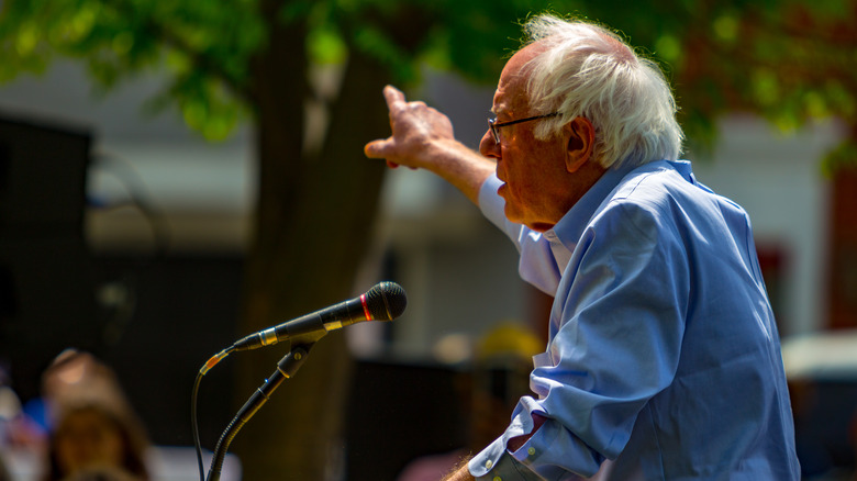 Bernie Sanders giving a speech