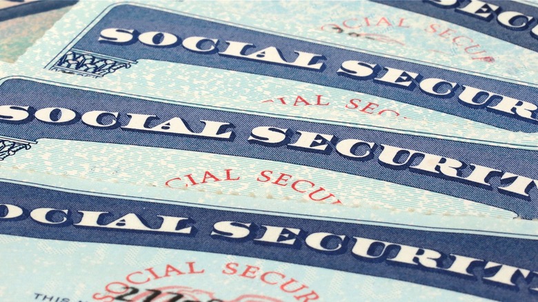 Social Security cards are spread out