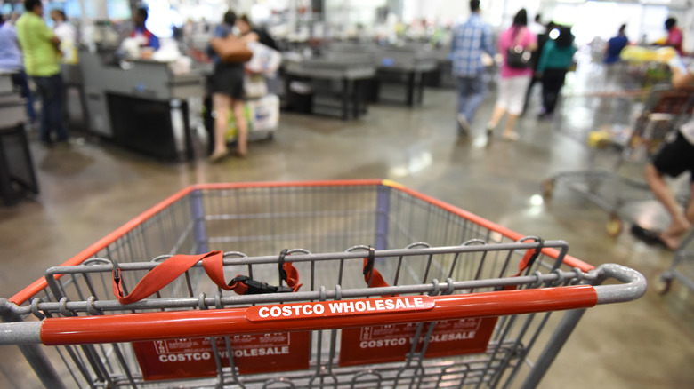 An empty Costco shopping cart