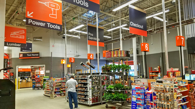 checkout area in a Home Depot