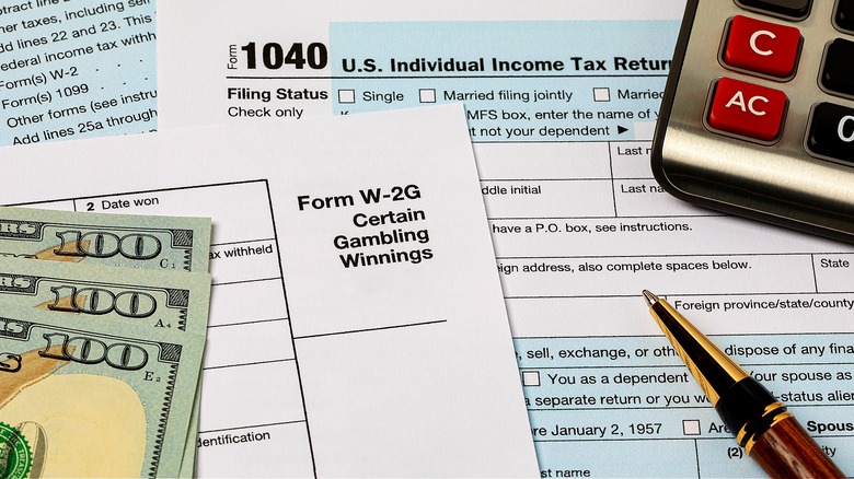 Tax Form 1040 and W-2G