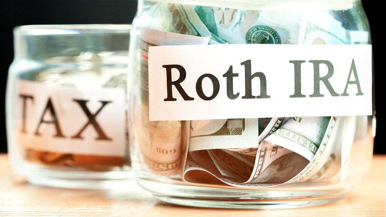 "Roth IRA," "TAX" money jars