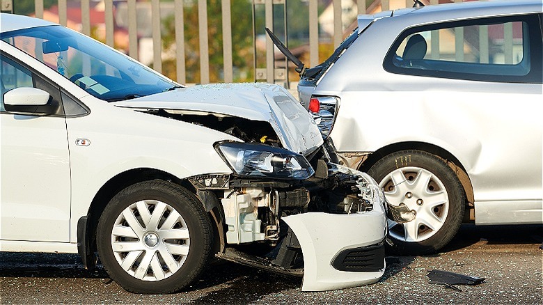 Two cars in auto accident