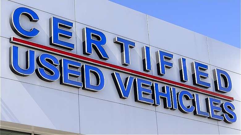 Sign advertising "Certified Used Vehicles"