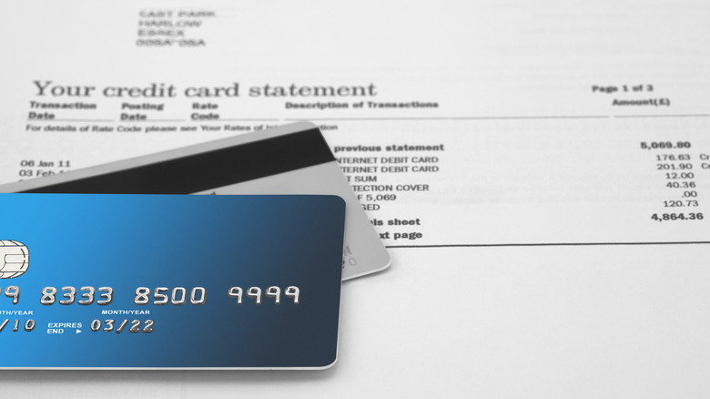 credit card statement and cards