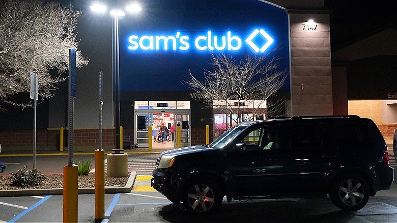 Outside Sam's Club at night