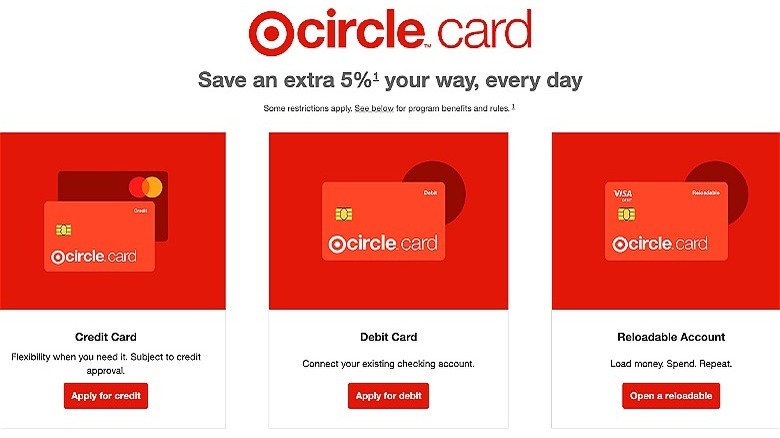 Target Circle credit/debit cards