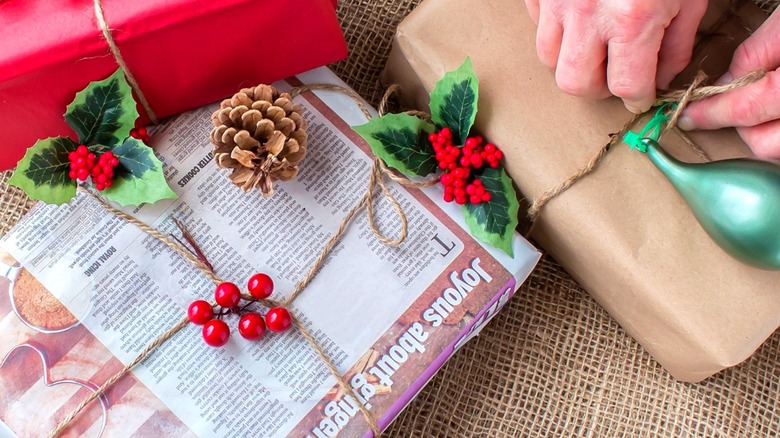 Tasteful rustic wrapped gifts