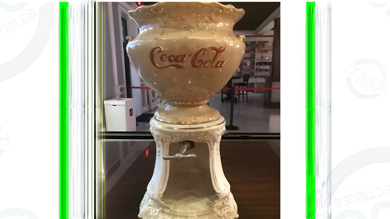 An 1896 ceramic Coca-Cola dispenser