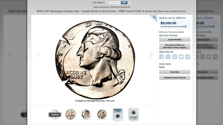 Screenshot of a Heritage Auction for a rare coin