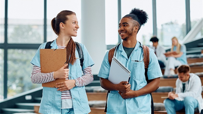 Nursing students walking together