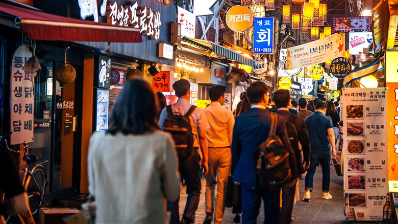 People walking in Seoul, Korea