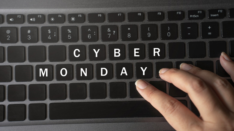 Cyber Monday spelled out on laptop keyboard