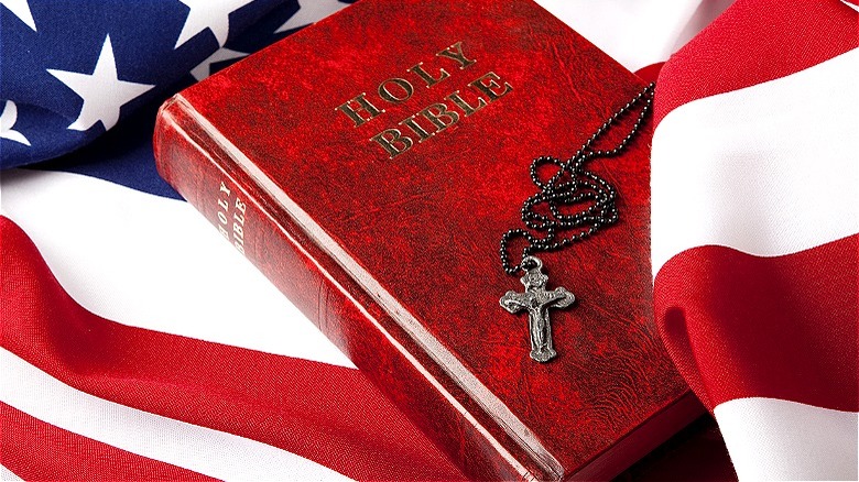 Bible on American flag