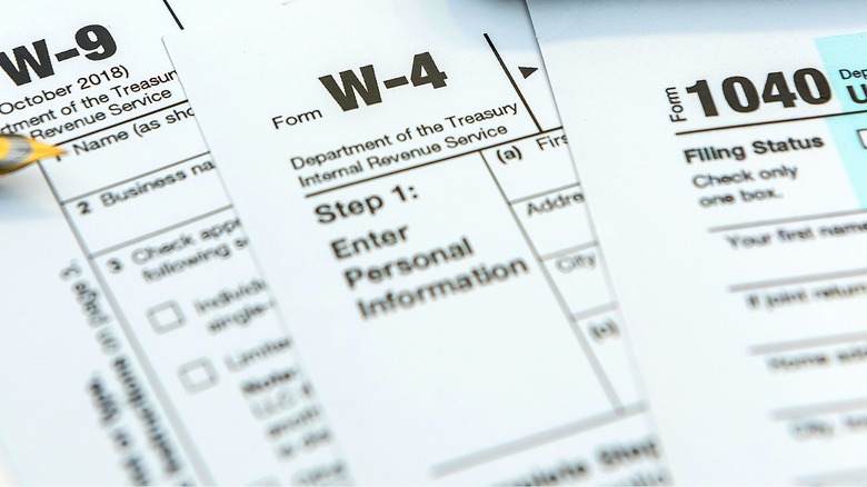 Tax Forms W-9, W-4, 1040